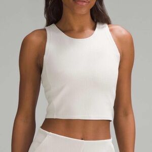 lululemon athletica White Ribbed Crop Tank Top